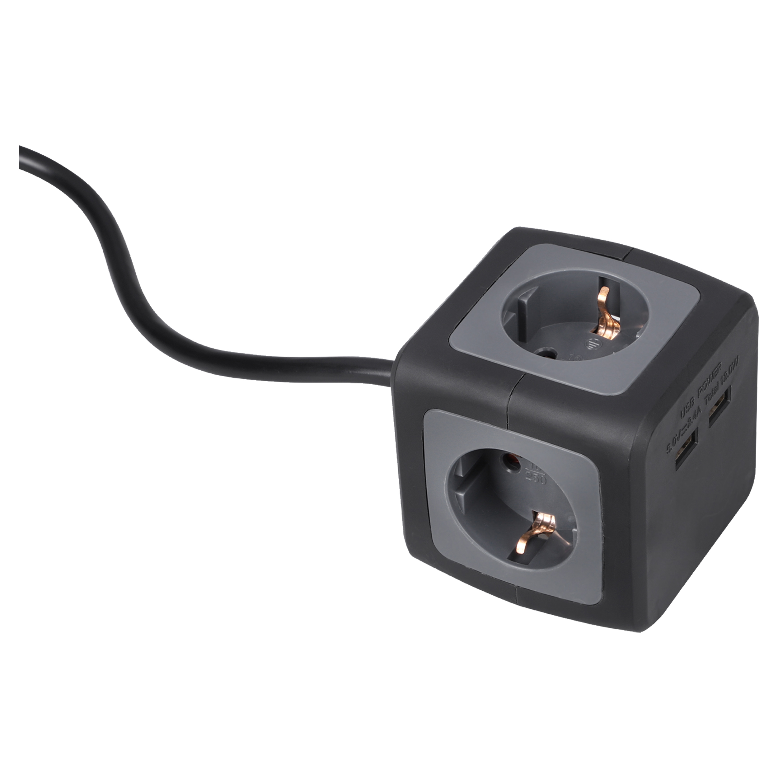 PowerCube zwart 4-voudig met 2 USB DeBesparingsKit